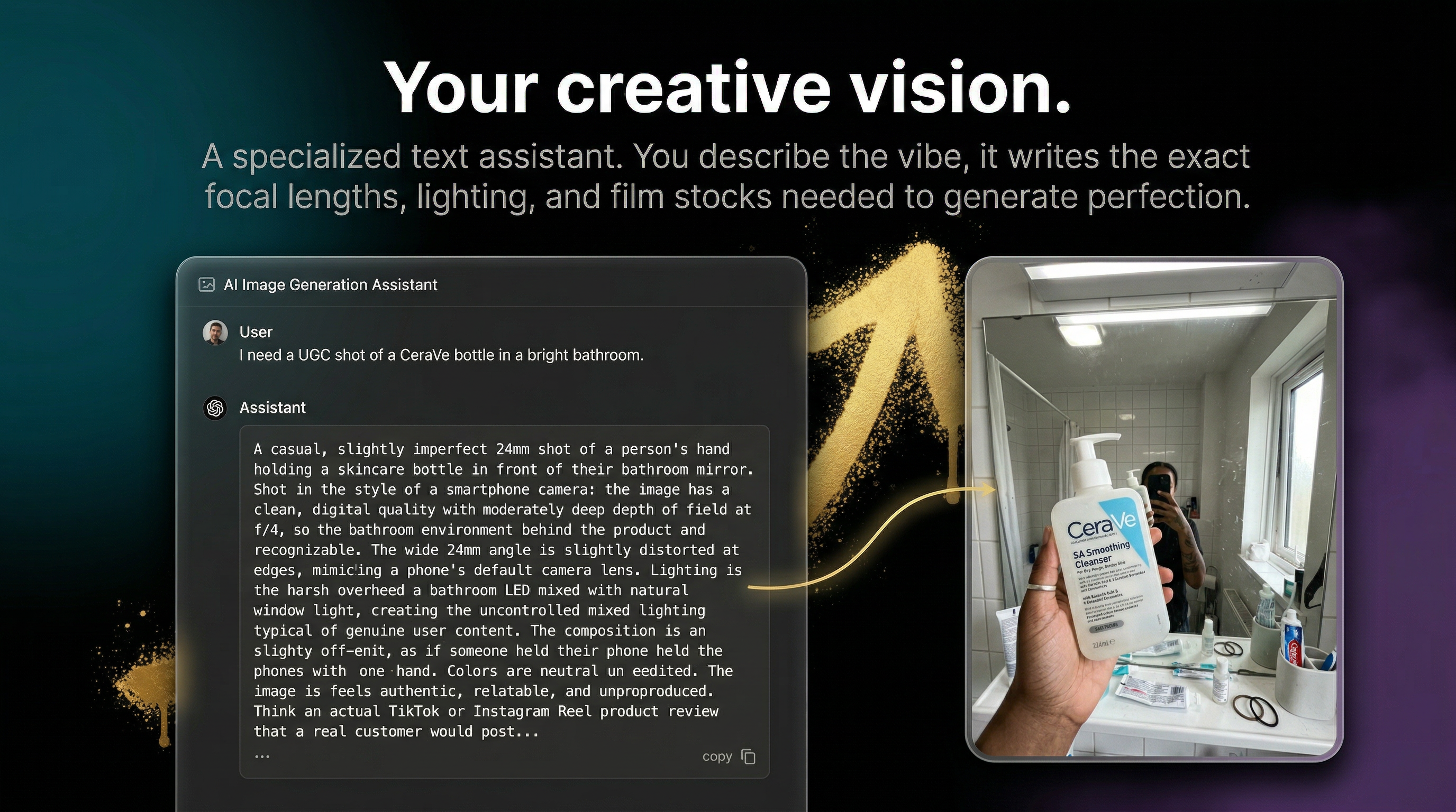 Assistant generating a realistic CeraVe UGC prompt